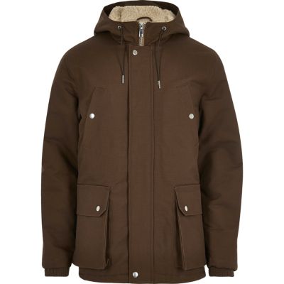 Brown borg hooded coat
